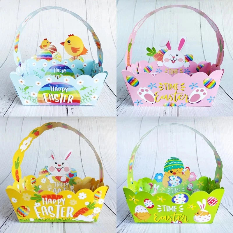4-Piece Easter Bunny Paper Bags – Perfect for Candy, Eggs, & Cookie Packaging
