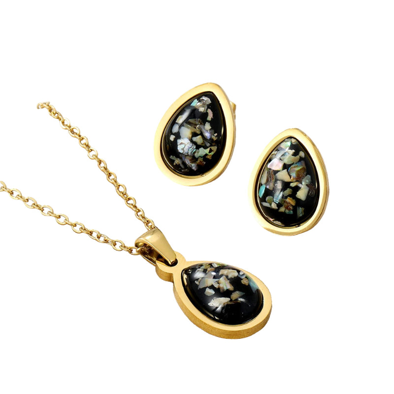 Luxury Water Drop Choker Necklace & Earrings Set – Stainless Steel Women’s Jewelry for Wedding & Special Occasions