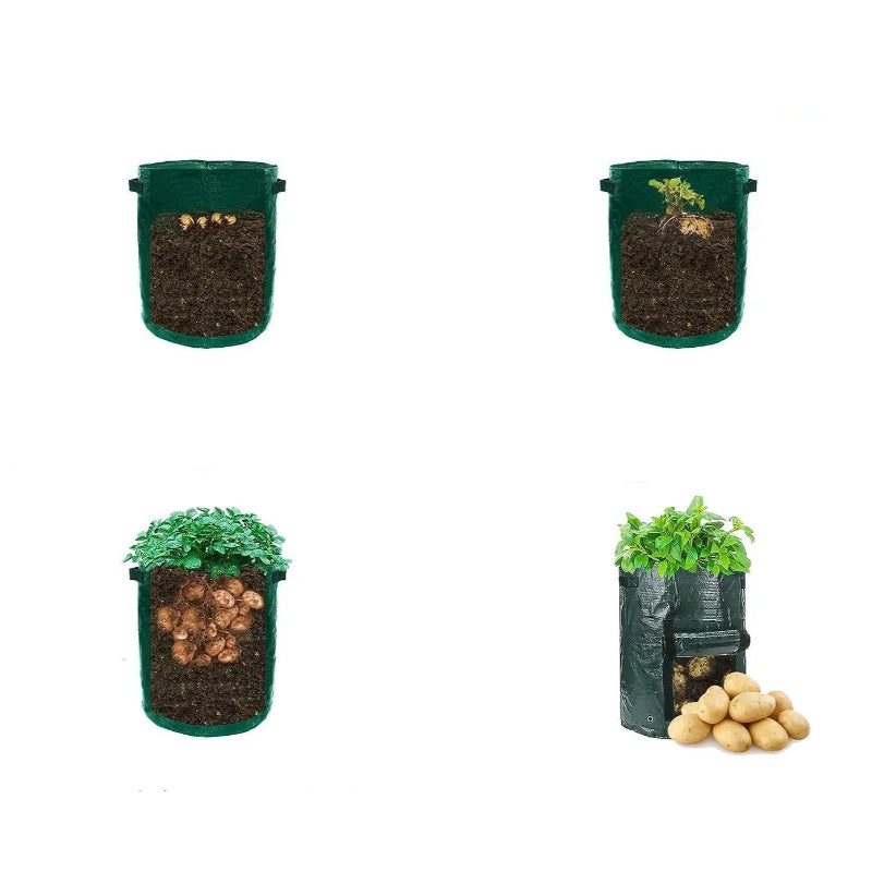 Garden Grow Bags 3/5/7/10 Gallon – Heavy-Duty Fabric Plant Pots for Vegetables, Potatoes, Onions, and Herbs – PE DIY Planter Bags with Handles