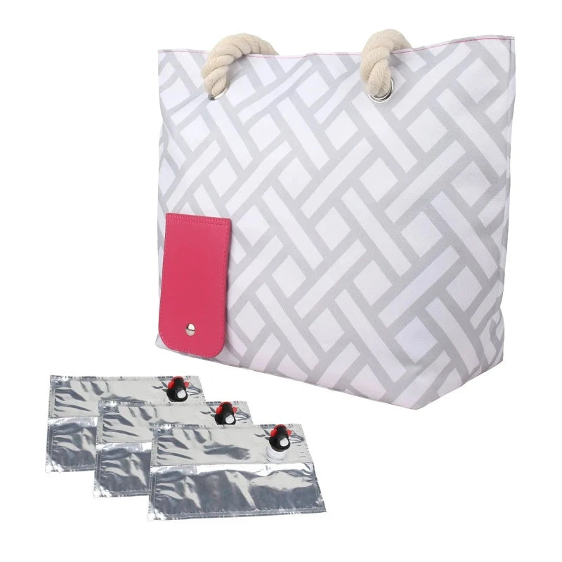 Insulated Wine Tote Bag with Hidden Dispenser – Portable Wine Purse Handbag for Beach, Travel & Picnics | Includes Wine Bladder