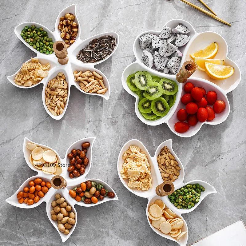 Creative Japanese-style Dried Fruit Plate Ceramic Snacks Snack Plate Tableware Fruit Platter Wooden Tray / Sauce Seasoning Dish - novelvine