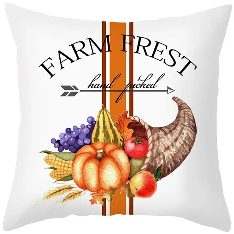 Autumn Maple Leaf Pumpkin Throw Pillow Cover – 45x45cm Fall Cushion Case for Home Décor & Thanksgiving Decorations