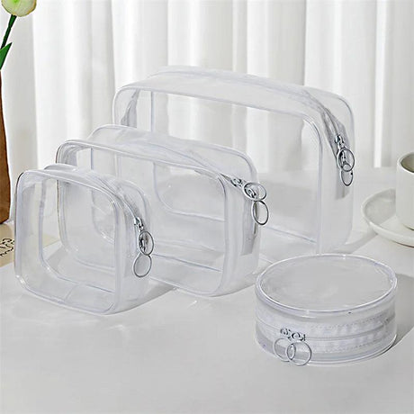 Transparent Cosmetic Bag PVC Women Zipper Clear Makeup Bags Beauty Case Travel Make Up Organizer Storage Bath Toiletry Wash Bag - novelvine