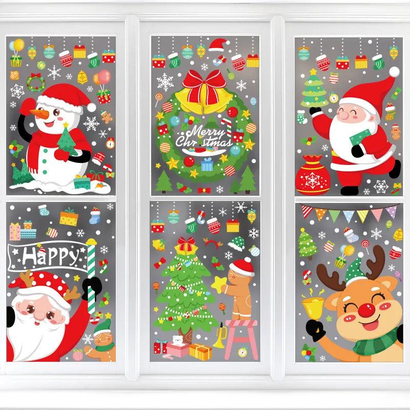 Christmas Window Clings Xmas Snowflake Santa Window Sticker - novelvine