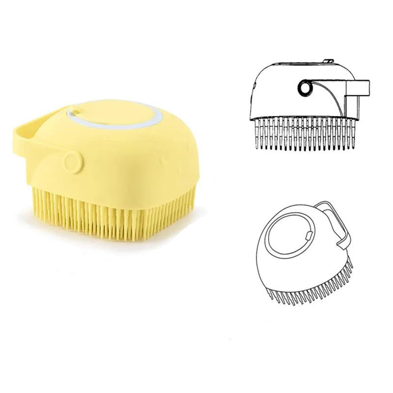 Bathroom Dog Bath Brush Massage Gloves Soft Safety Silicone Comb with Shampoo Box Pet Accessories for Cats Shower Grooming Tool - novelvine