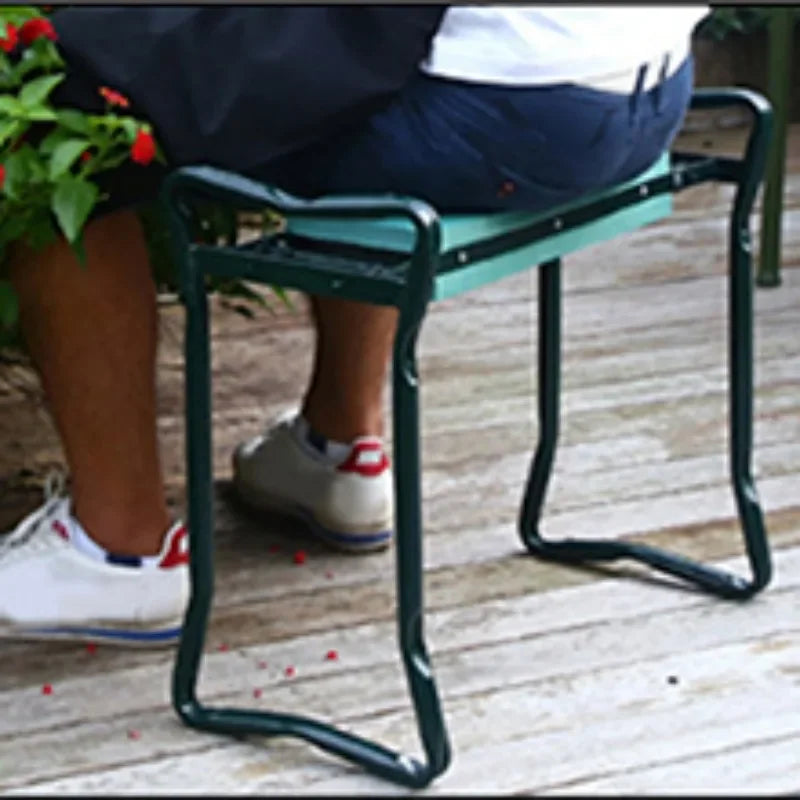 Foldable Garden Kneeler and Seat with Thicker Foam Pad – Heavy Duty Green Bench with Tool Pouch – Multi-Purpose Gardening & Fishing Stool Gift