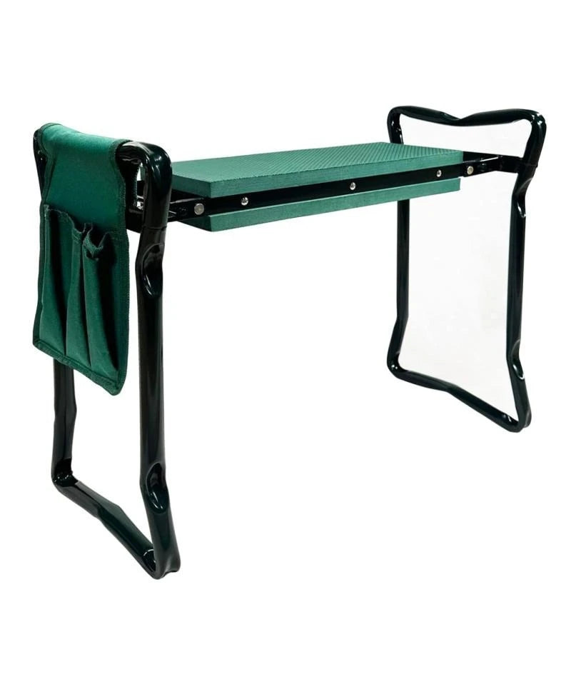 Foldable Garden Kneeler and Seat with Thicker Foam Pad – Heavy Duty Green Bench with Tool Pouch – Multi-Purpose Gardening & Fishing Stool Gift