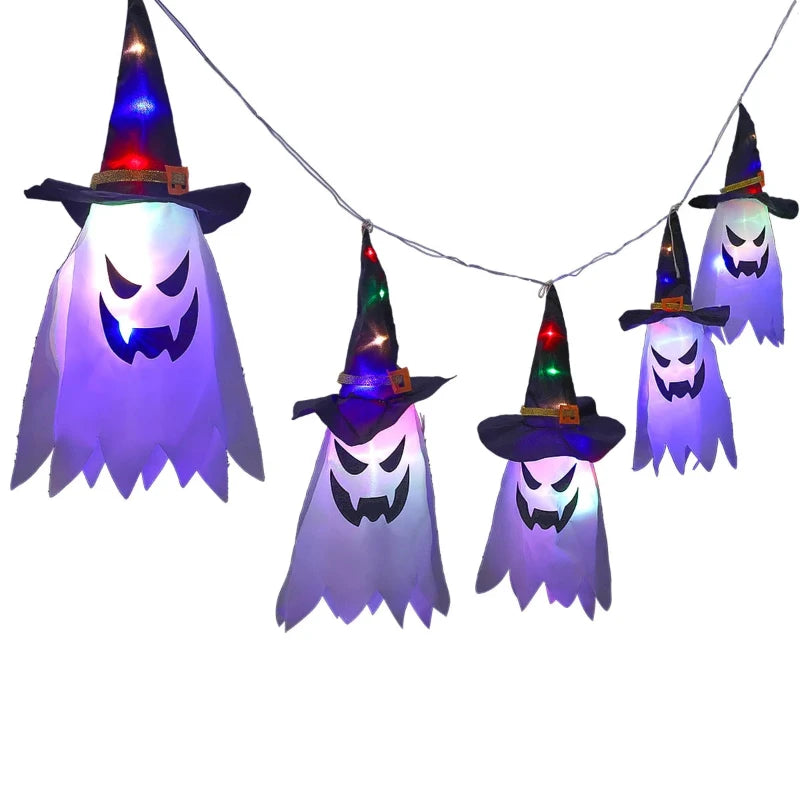 LED Halloween Wizard Ghost Hat Lantern – Flashing Glowing Decoration for Home, Party & Outdoor Décor