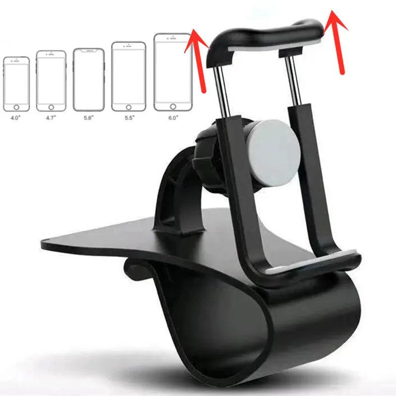 Car Dashboard Phone Holder Clip Mount Stand for all phones, universal adjustable size GPS Support Clips Rotatable Bracket - novelvine