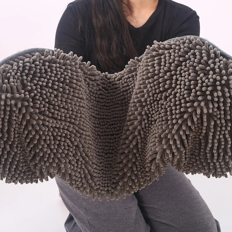 Soft Pet Dog Towels Set: Chenille Shammy Towel with Hand Pockets - Super Absorbent Dog Bath Blanket