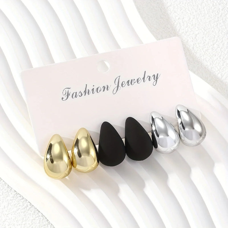 Vintage Multicolor Water Drop Stud Earrings – Trendy Punk Metal Earrings for Women