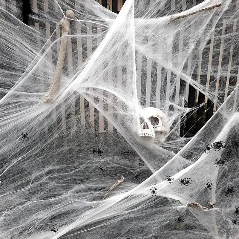 Halloween Spider Web Decoration – Stretchy Fake Cobwebs for Haunted House, Bar & Party Décor