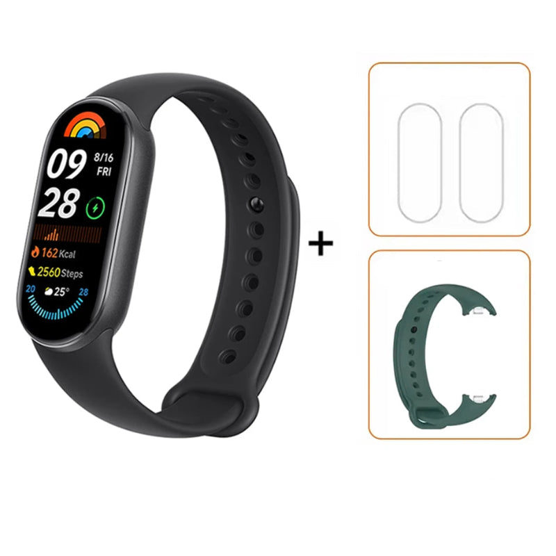 New Global Version Xiaomi Mi Band 9 AMOLED 1.62" Display Blood Oxygen Fitness Tracker Bracelet Xiaomi Smart Band 9 Wrist Watch