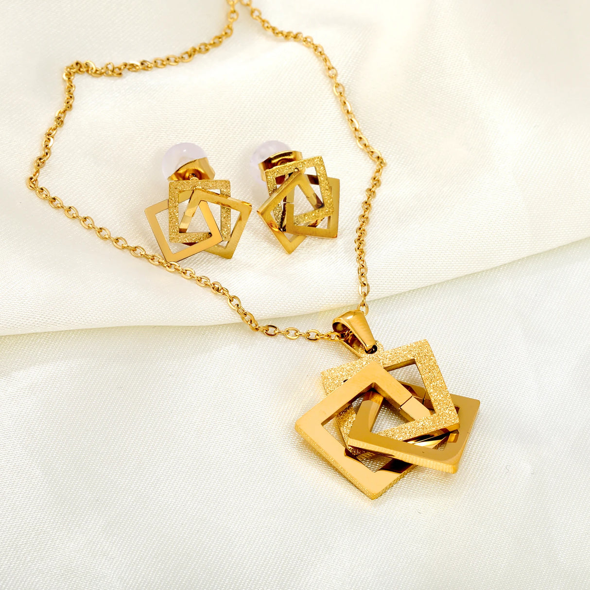 Luxury Water Drop Choker Necklace & Earrings Set – Stainless Steel Women’s Jewelry for Wedding & Special Occasions