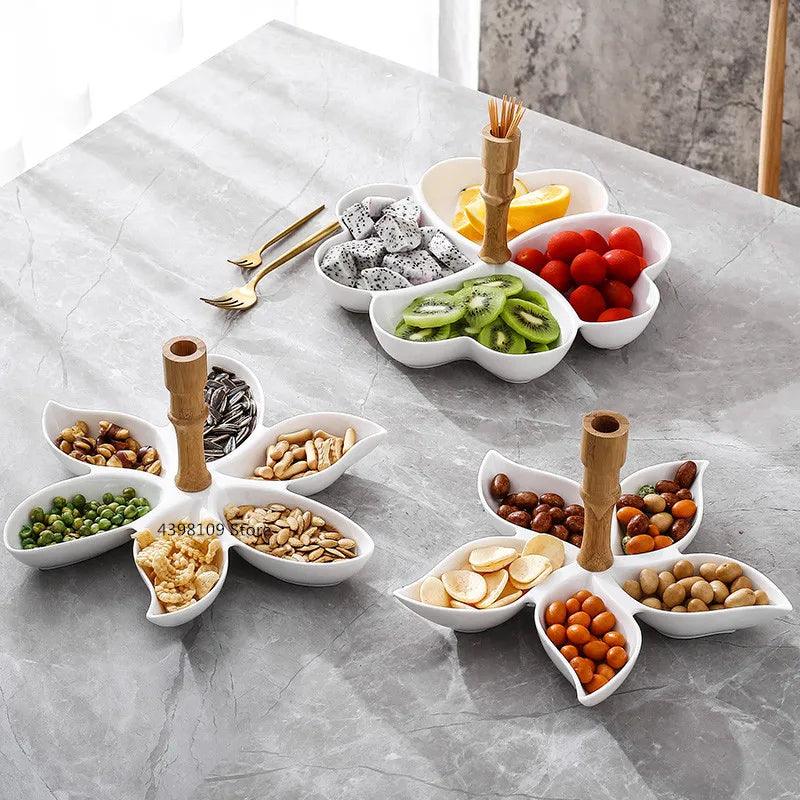 Creative Japanese-style Dried Fruit Plate Ceramic Snacks Snack Plate Tableware Fruit Platter Wooden Tray / Sauce Seasoning Dish - novelvine