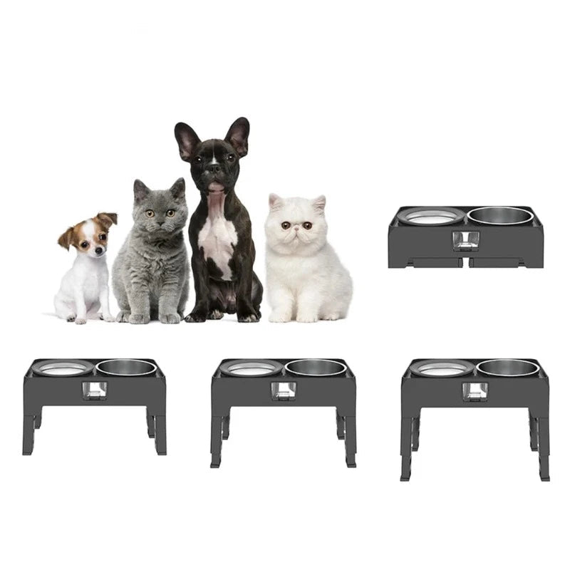 Adjustable Elevated Dog Bowl Set – Slow Feeder & No-Spill Water Bowl with Non-Slip Stand
