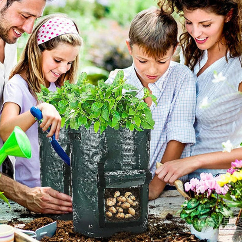 Garden Grow Bags 3/5/7/10 Gallon – Heavy-Duty Fabric Plant Pots for Vegetables, Potatoes, Onions, and Herbs – PE DIY Planter Bags with Handles