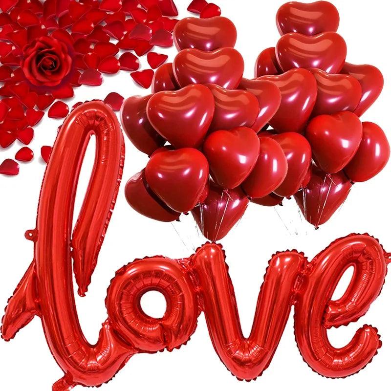 10inch Red Heart Balloons Inflatable LOVE Letter Foil Balloon for Anniversary Valentine Day Wedding Party Decoration Supplies - novelvine