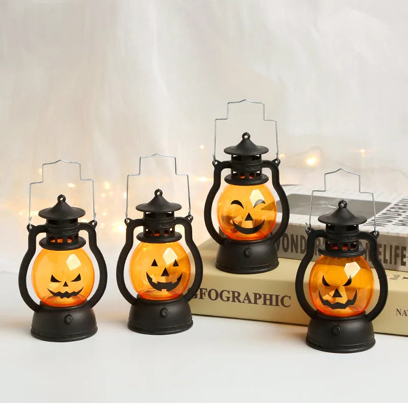 LED Halloween Pumpkin Lamp – Vintage Oil-Style Lantern Light for Party, Home & Haunted House Décor