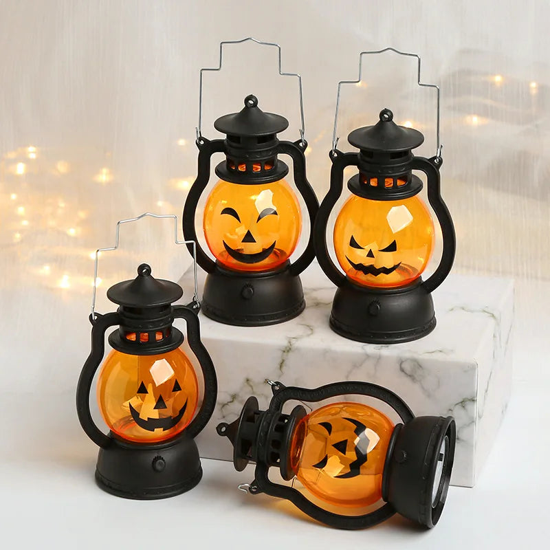 LED Halloween Pumpkin Lamp – Vintage Oil-Style Lantern Light for Party, Home & Haunted House Décor