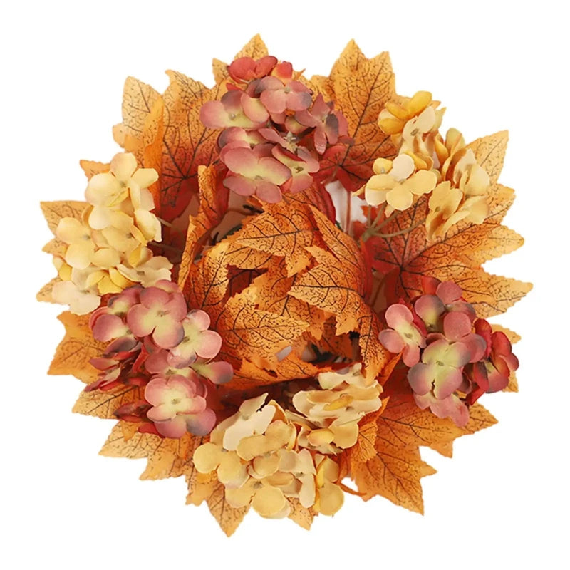 Fall Candle Ring Wreaths – Artificial Maple Leaves Candle Holder for Thanksgiving & Autumn Centerpiece Décor | Elegant Living Room Decoration