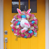 Easter Bunny Wreath: Rabbit Door Ornaments Cloth Rabbit Ribbon Decoration - Creative 45×40 Cm Design for Front Door Outdoor Décor