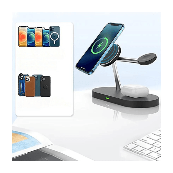 3 in 1 Magnetic Wireless Charger Stand For iPhone 14 13 12 Pro Max Apple Watch 8 7 Airpods Induction USB Fast Charging Station - novelvine