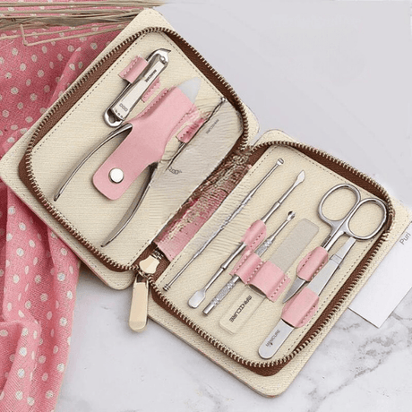 Innate Luxury Manicure Set Surgical Grade Scissors Stainless nail clipper Kit Full Function Pink Series package Pedicure - novelvine