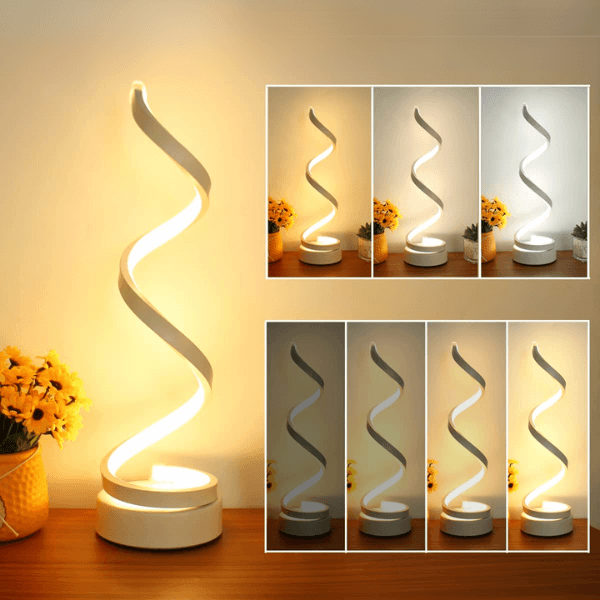 Modern Table Lamps Set of 2, Dimmable Spiral Table Lamps for Nightstand - novelvine