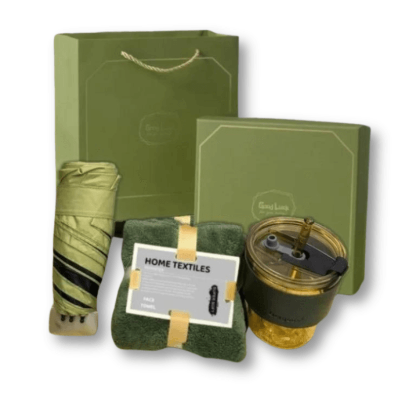 3-Piece Gift Set for Women: Personalized UV Umbrella, Cup, and Towel - Includes Elegant Gift Box and Handbag - Perfect for Festivals and Special Occasions - novelvine