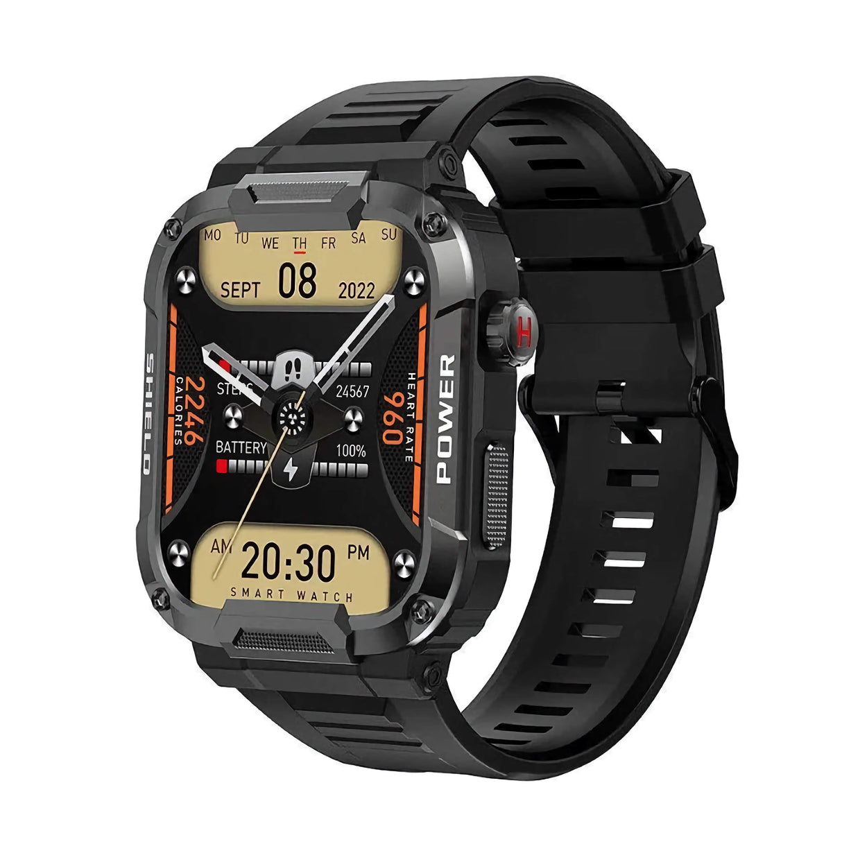 1.85-Inch IP68 Waterproof Military Smartwatch for Men - Bluetooth Call, Sports Fitness Watches for Android iOS