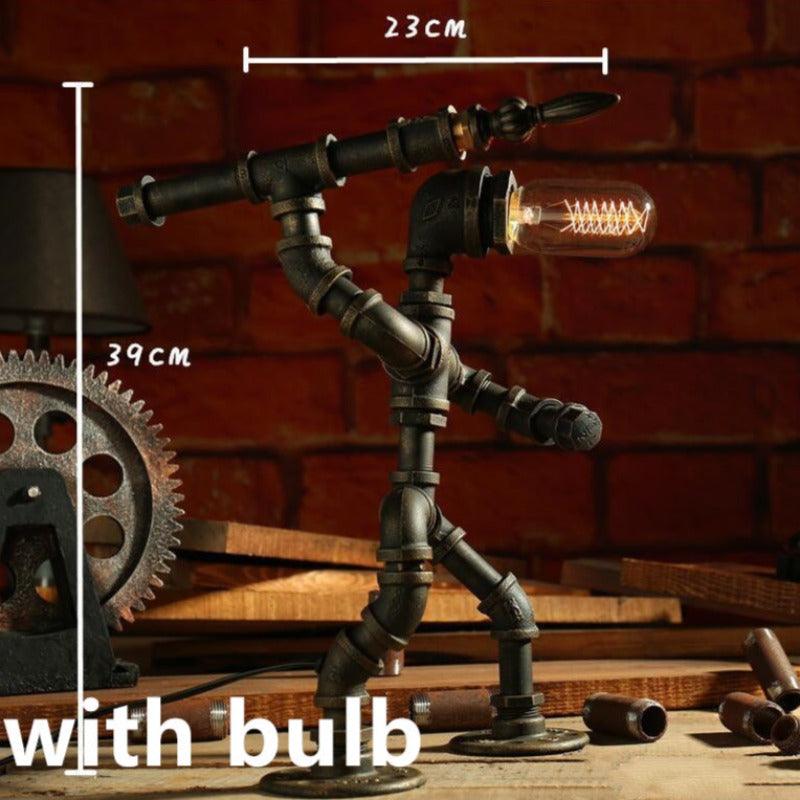 Robot Table Lamp Vintage Industrial Style Iron Pipe LED Desk Lamp for Bedside, Cafe, Home Decor Lighting Fixtures - novelvine