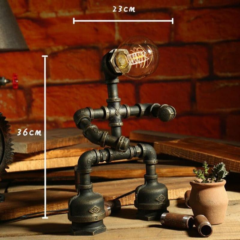 Robot Table Lamp Vintage Industrial Style Iron Pipe LED Desk Lamp for Bedside, Cafe, Home Decor Lighting Fixtures - novelvine