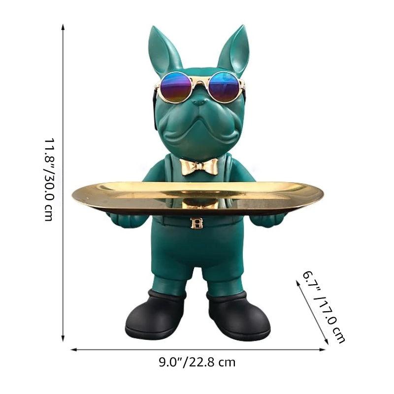 Nordic Resin Bulldog Crafts Dog Butler with Tray Ornament - novelvine