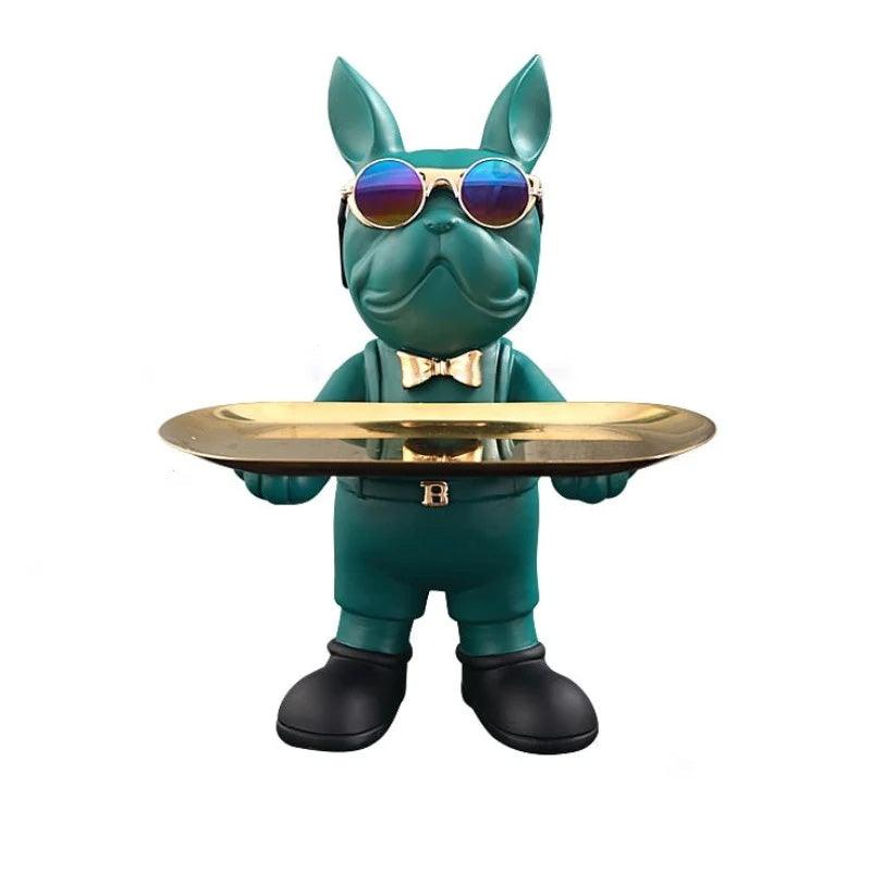 Nordic Resin Bulldog Crafts Dog Butler with Tray Ornament - novelvine