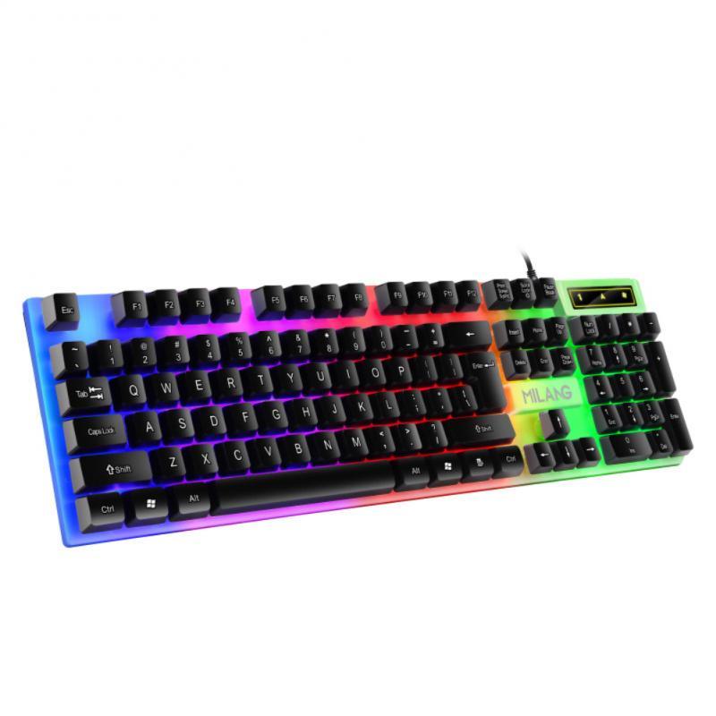 Rainbow LED T6 USB Wired Keyboard Mouse Set - novelvine