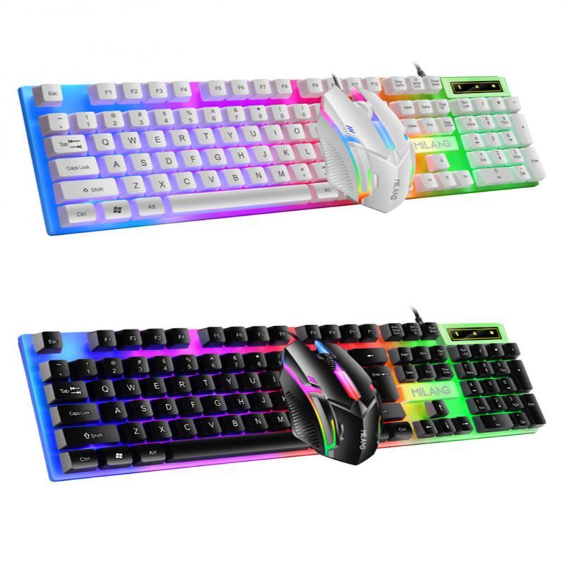 Rainbow LED T6 USB Wired Keyboard Mouse Set - novelvine
