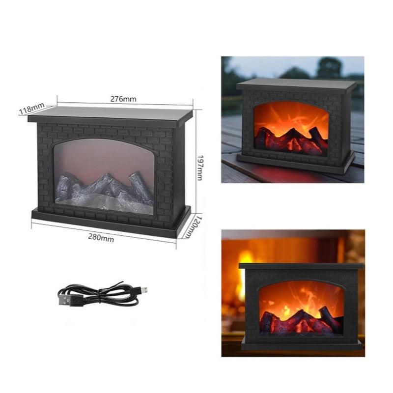 USB Battery Operated Flame Effect Lantern Lamp Simulated Fireplace Night Light Decorative Lighting for Courtyard, Living Room - novelvine