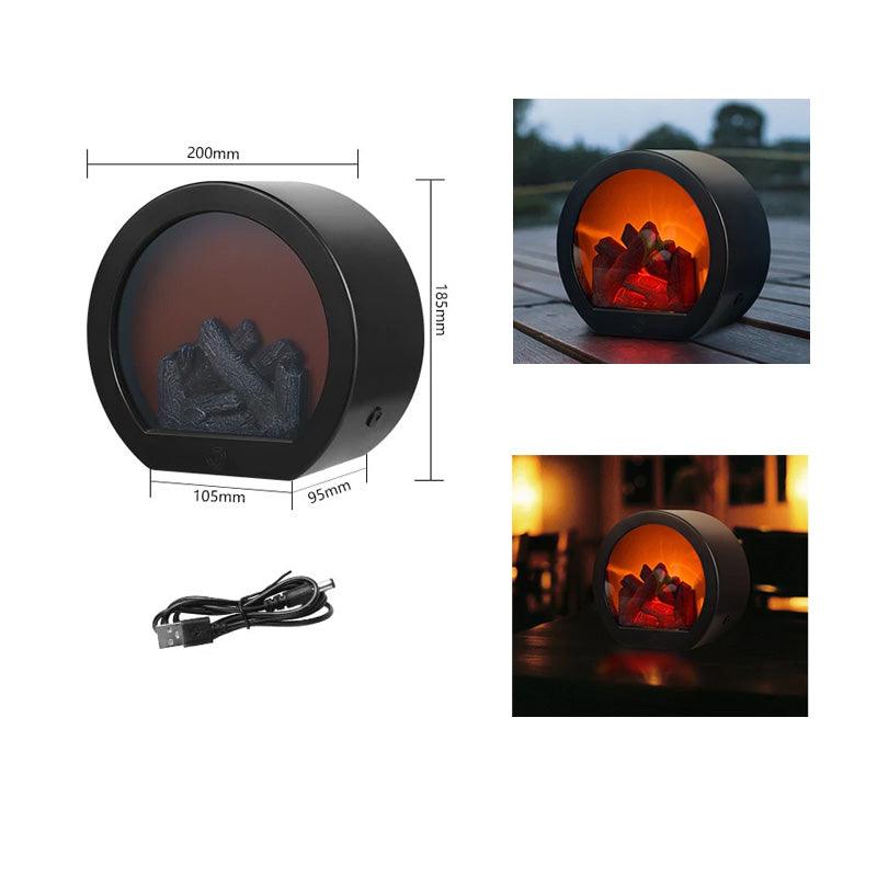 USB Battery Operated Flame Effect Lantern Lamp Simulated Fireplace Night Light Decorative Lighting for Courtyard, Living Room - novelvine