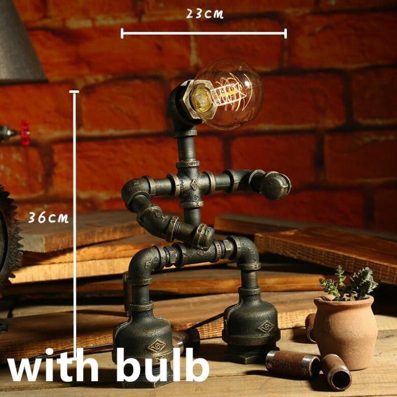 Robot Table Lamp Vintage Industrial Style Iron Pipe LED Desk Lamp for Bedside, Cafe, Home Decor Lighting Fixtures - novelvine