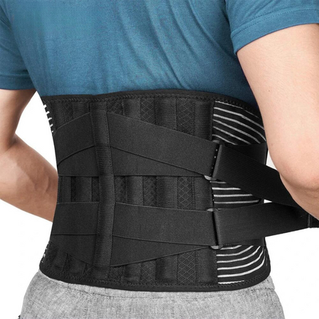 Premium Adjustable Back Brace for Lower Back Pain Relief | Anti-Skid Lumbar Support with 6 Stays | Comfortable Back Support Belt for Men and Women | Ideal for Work and Exercise