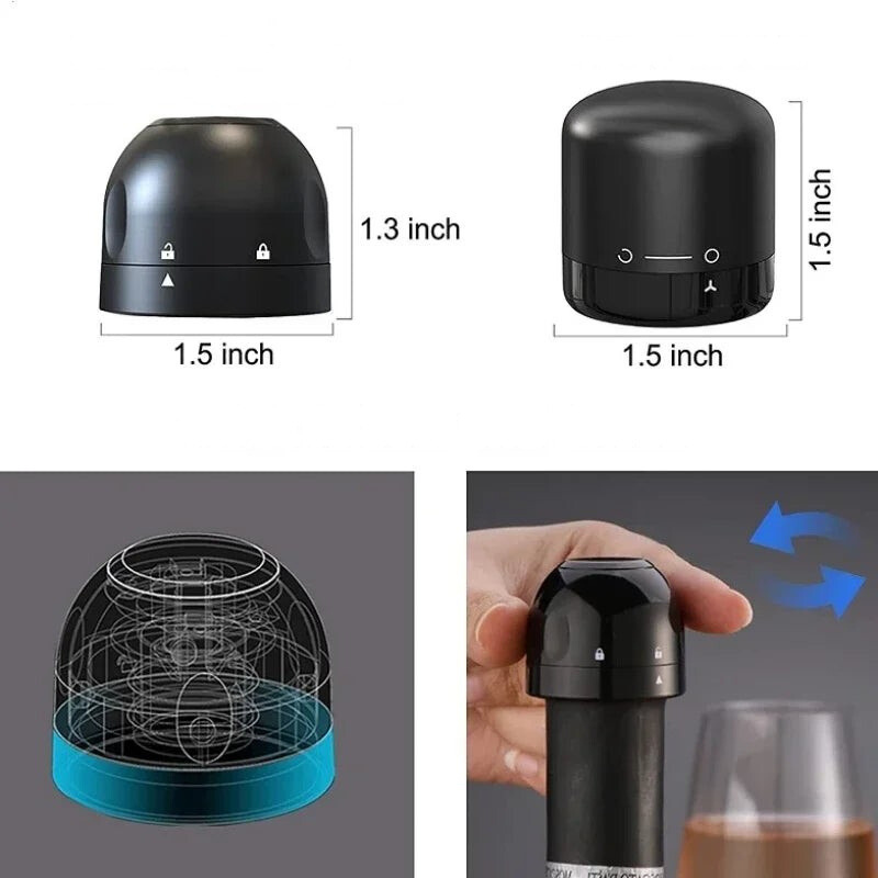 1/2/3pcs Reusable Vacuum Wine Stoppers - Leak-proof Champagne Bottle Sealer Cap Set - Retain Freshness Wine Plug Tools