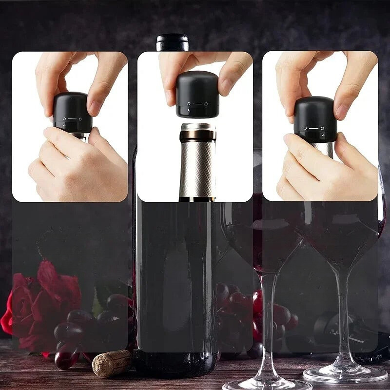 1/2/3pcs Reusable Vacuum Wine Stoppers - Leak-proof Champagne Bottle Sealer Cap Set - Retain Freshness Wine Plug Tools