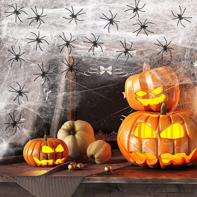 Halloween Decorations: Stretchy Artificial Spider Web – Scary Cobwebs for Party, Bar & Haunted House Props