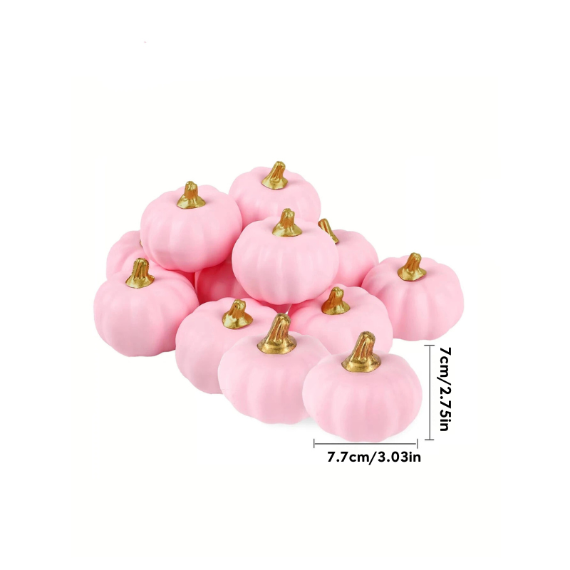 6pcs Pink Artificial Pumpkins for Fall, Halloween, Thanksgiving, & Holiday Party Décor – Perfect for Home Decoration & Seasonal Centerpieces