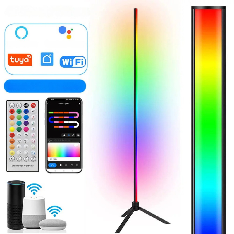 47" RGB LED Floor Light Bar – Smart Ambient Backlight with Voice Control & Sync Rhythm | Gaming & Mood Lighting