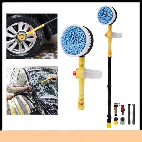 Effortless Cleaning: Long Handle Automatic Rotating Foaming Car Wash Brush - Chenille Microfiber Mop for Sparkling Car Shine