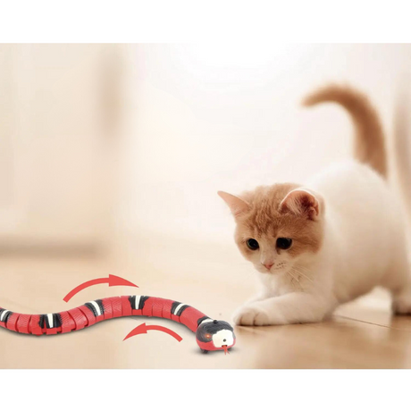 Engage Your Feline Friend: Smart Sensing Interactive Electronic Snake Cat Teaser - USB Rechargeable Indoor Play Kitten Toy for Cats & Kittens