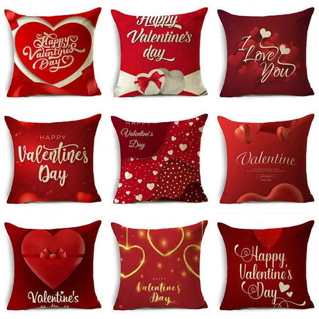 Valentine's Day Decorative Cushion Cover Red Love Aesthetic Romantic Pillowcase Home Office Multiple Sizes - novelvine