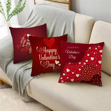 Valentine's Day Decorative Cushion Cover Red Love Aesthetic Romantic Pillowcase Home Office Multiple Sizes - novelvine